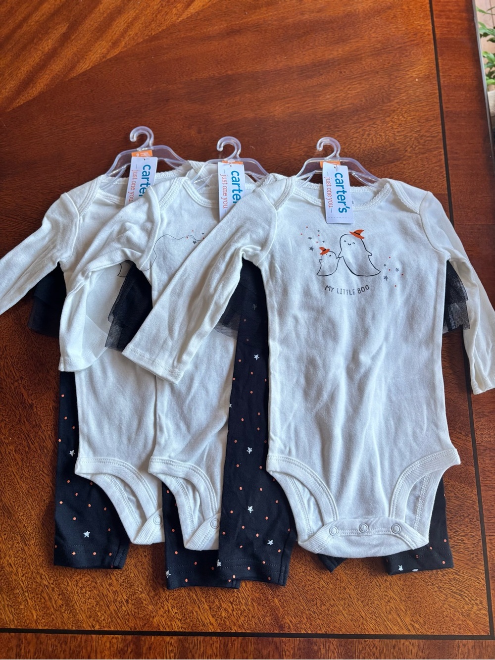 Carter's White & Black Ghost Print Long-Sleeve   bodysuit and Pants